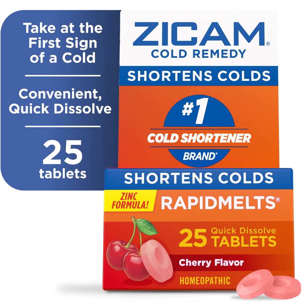 Zicam Rapidmelts Homeopathic Cold Remedy Tablets, Cherry (25 ct)
