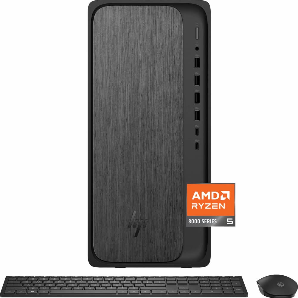 HP - OmniDesk Desktop - AMD Ryzen 5 8500G 2024 - 16GB DDR5 Memory - 512GB SSD - Gray Wood