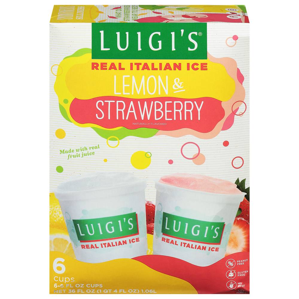 Luigi's Lemon and Strawberry Real Italian Ice (6x 6oz boxes)