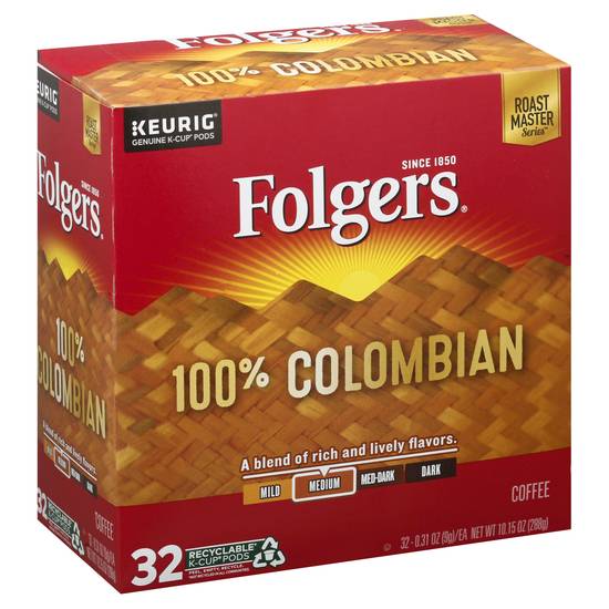 Folgers Colombian Medium Roast Coffee (32 ct, 10.15 oz)