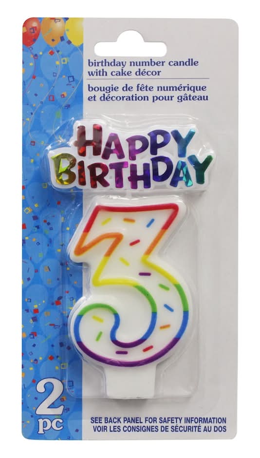 Birthday Candles With Cake Decor Number 3 (2 ct)