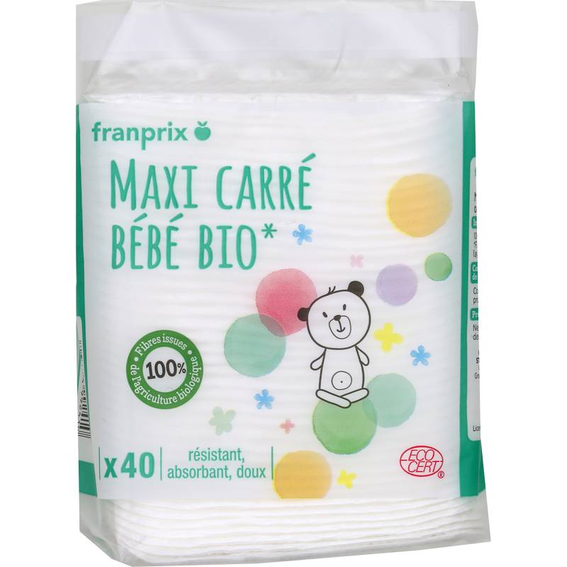 Franprix - Maxi carré bébé coton bio (40 unités)