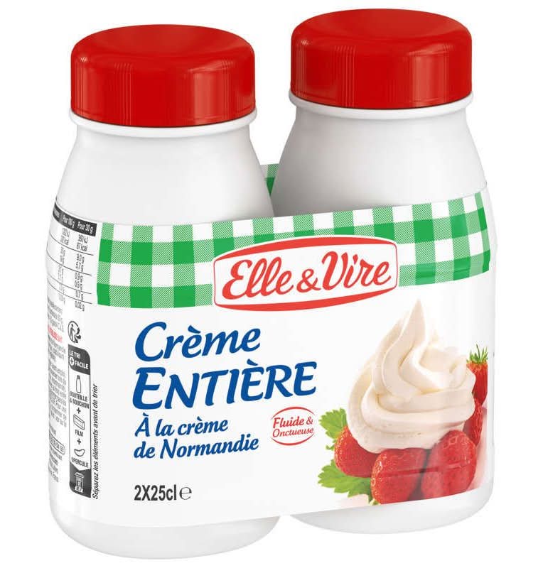 Elle & Vire - Crème entière stérilisée uht (2 x 250ml)