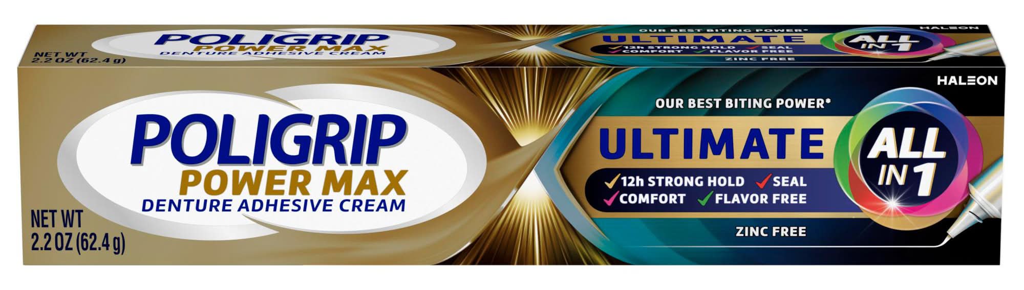 Poligrip Haleon Power Max Ultimate Denture Adhesive Cream (2.2 oz)