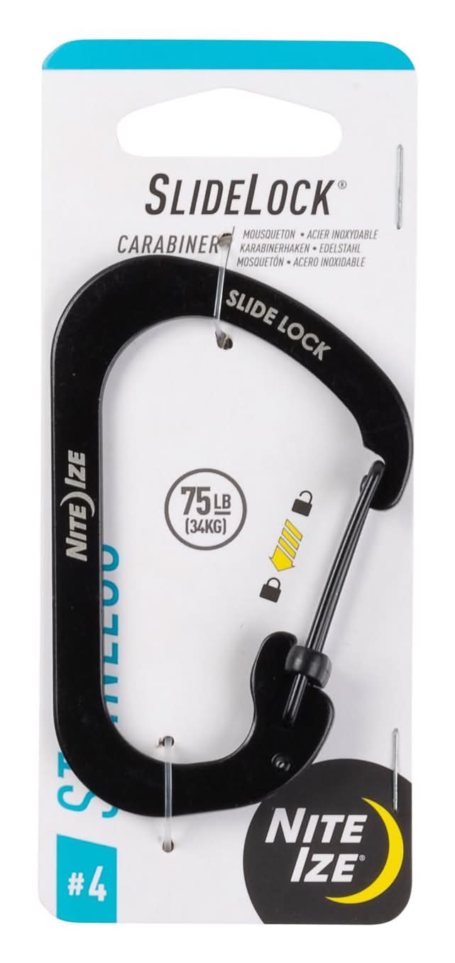 Nite Ize Slidelock Stainless Steel Black Locking Carabiner Key Holder