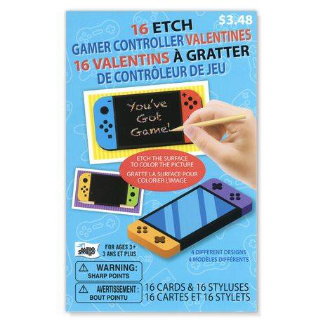 Mello Smello 16CT Etch Gamer Controller Valentines Kiddie Cards