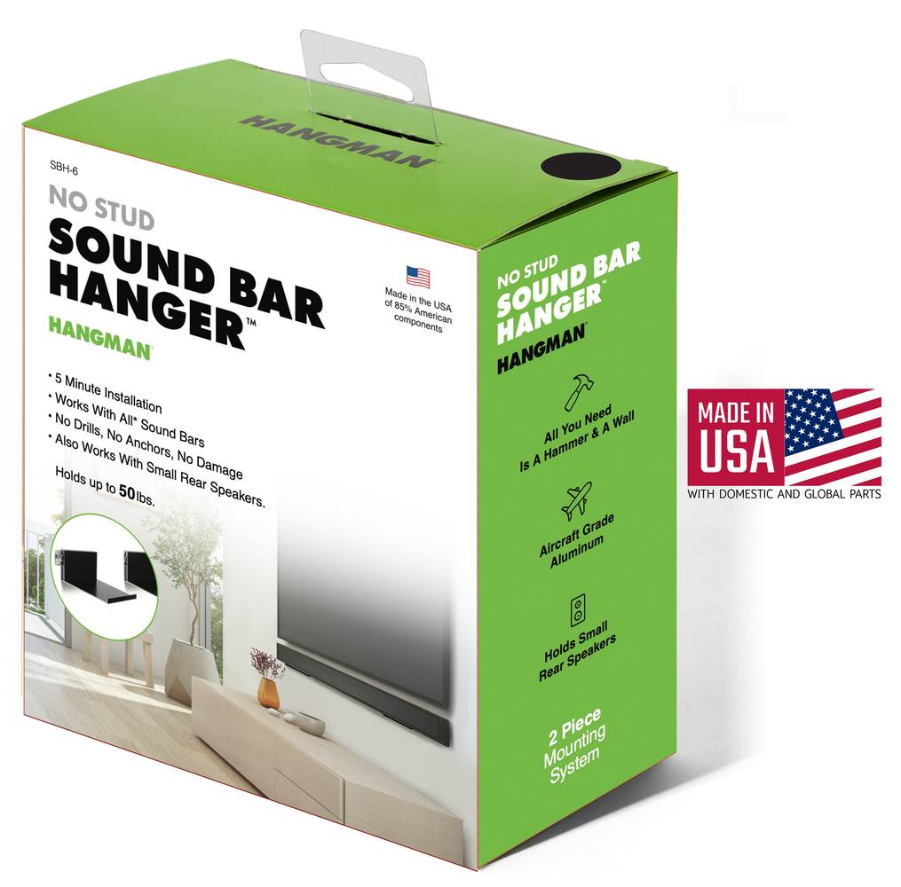 Hangman No Stud Fixed Indoor Wall Sound Bar Hanger (Hardware Included) | SBH-6