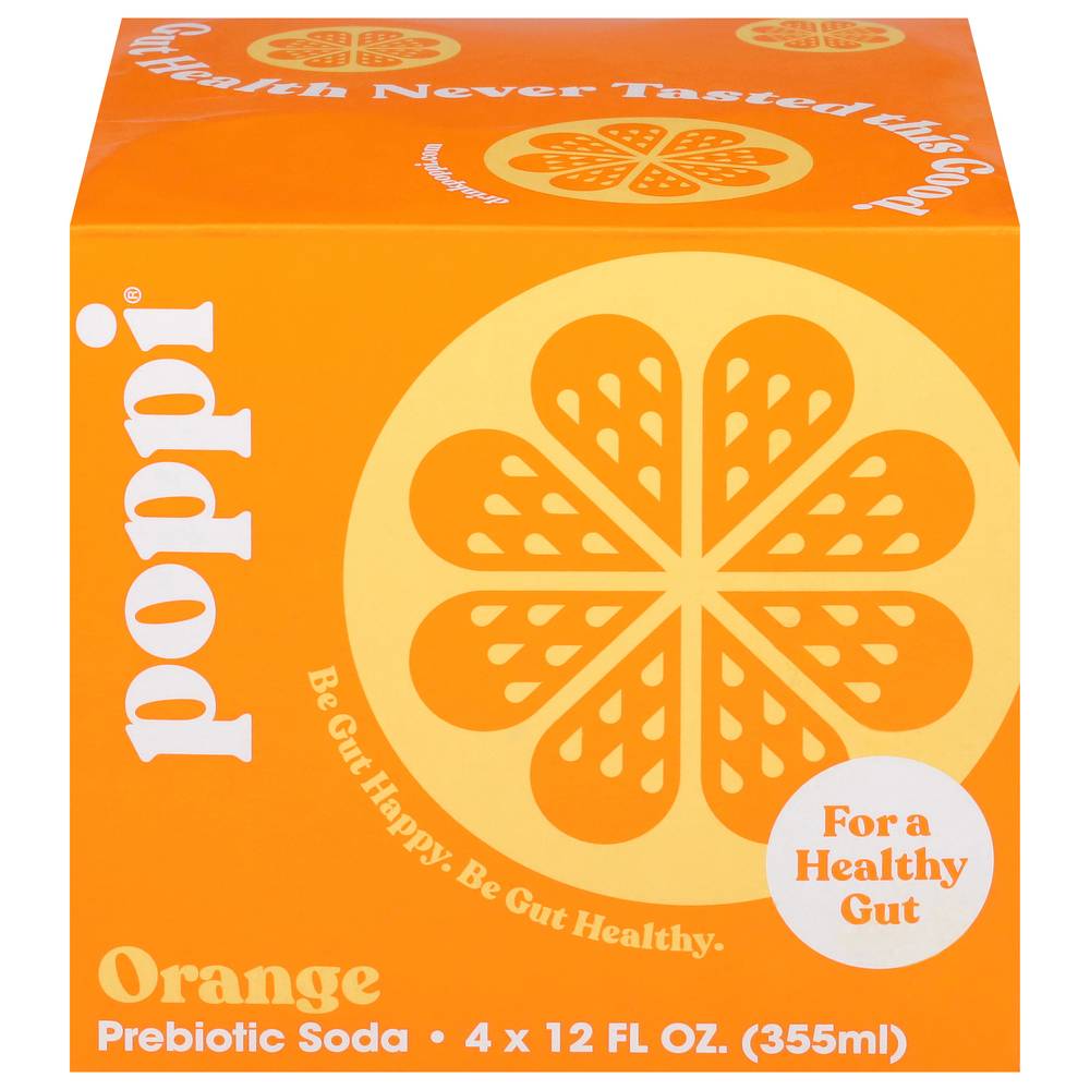 poppi Orange Prebiotic Soda (4 x 12 fl oz)