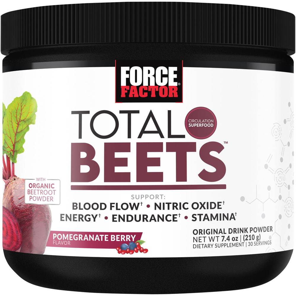 Total Beets Original Drink Powder - Supports Energy, Endurance & Stamina - Pomegranate Berry (30 Servings)