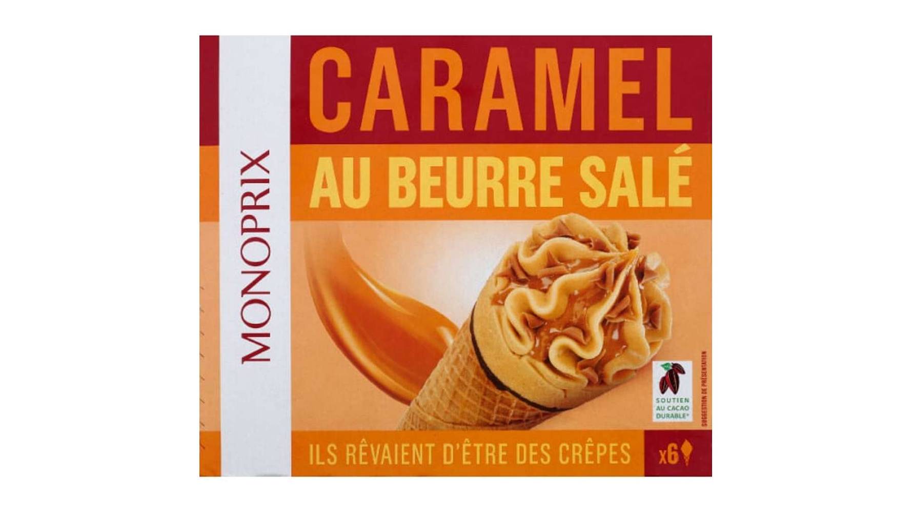 Monoprix - Cônes de glace au caramel au beurre salé