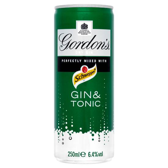 Gordon's Dry Gin Perfectly Mixed With Schweppes Tonic Water (250ml)