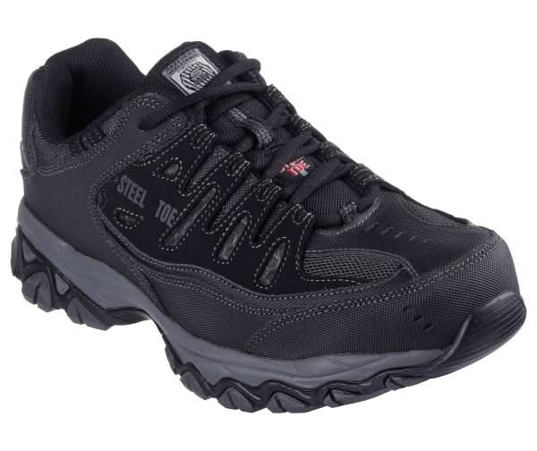 Skechers Work Steel Toe Relaxed Fit Cankton, 10, Black Charcoal