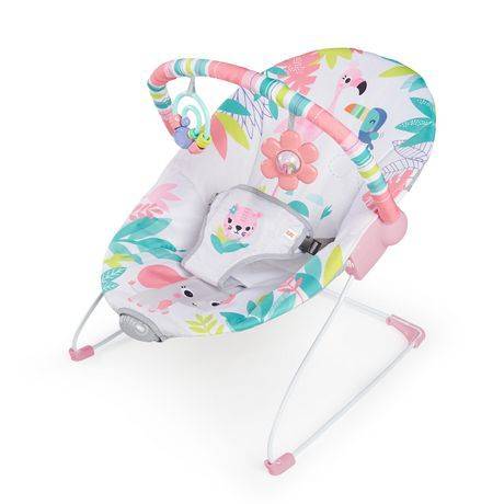 Bright starts flamingo vibes  vibrating bouncer - flamingo vibes vibrating bouncer