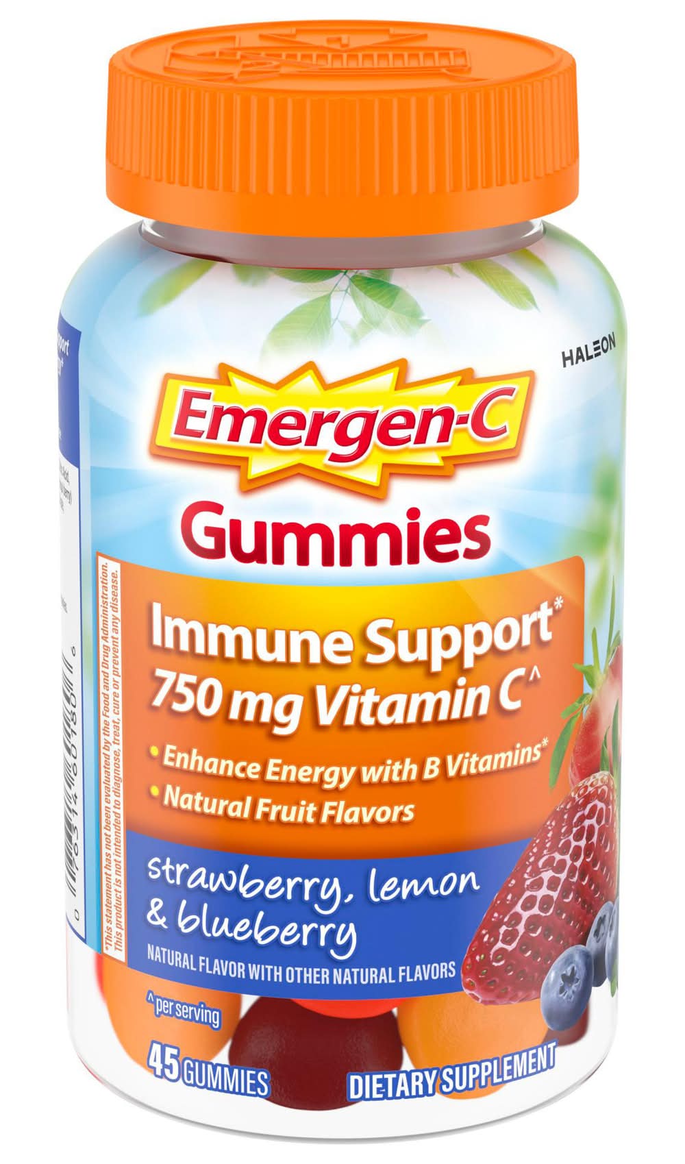 Emergen-C Vitamin C Dietary Supplement Gummies, Strawberry-Lemon-Blueberry (1.6 oz, 45 ct)