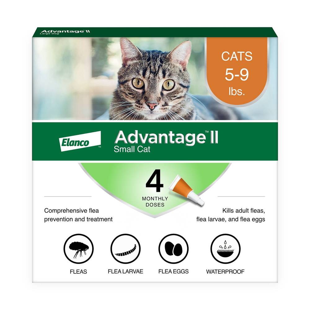 Bayer Advantage Ii Flea Treatment For Small Cats 5 Lbs To 9 Lbs & Ferrets, 4-pack