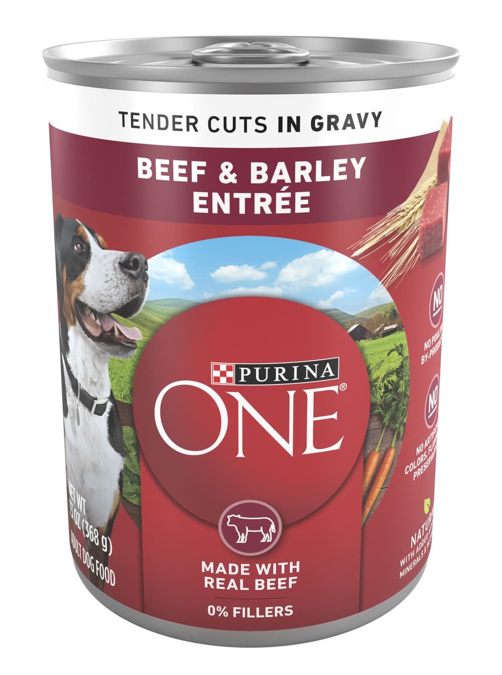 Purina One Canned Wet Dog Food, Beef & Barley Entrée, Adult (13 oz)