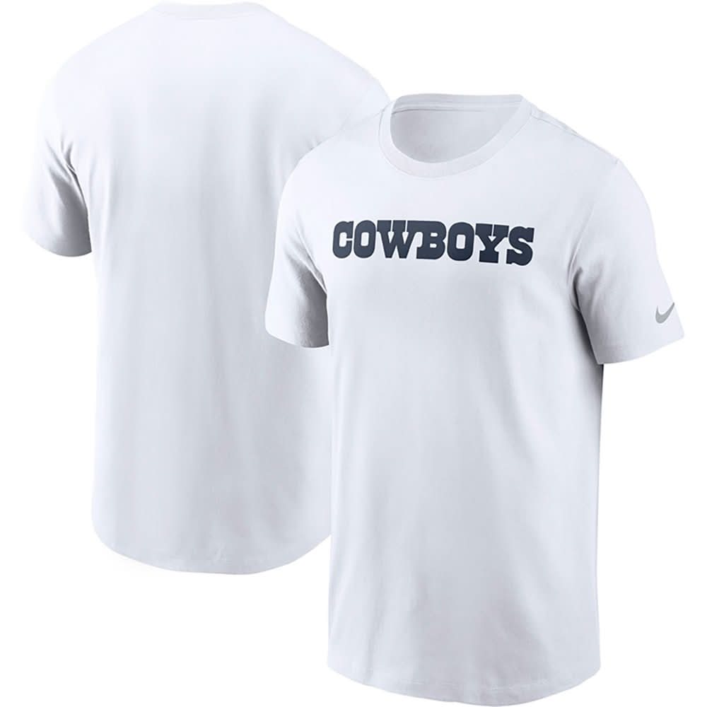 Nike Men's Dallas Cowboys Wordmark Essential Graphic T-shirt, White, Large