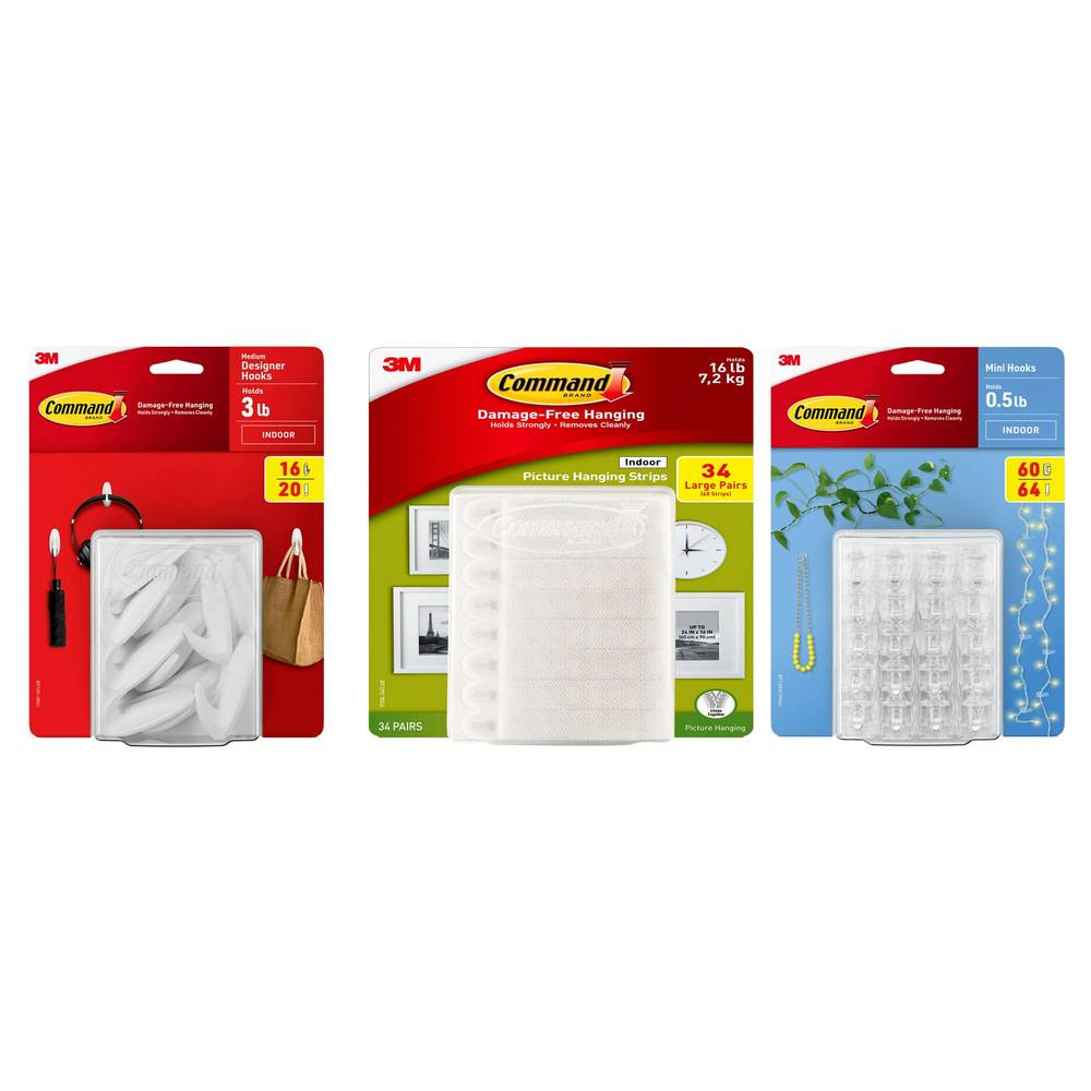 3M Command Hanging Assortments, Hooks or Strips