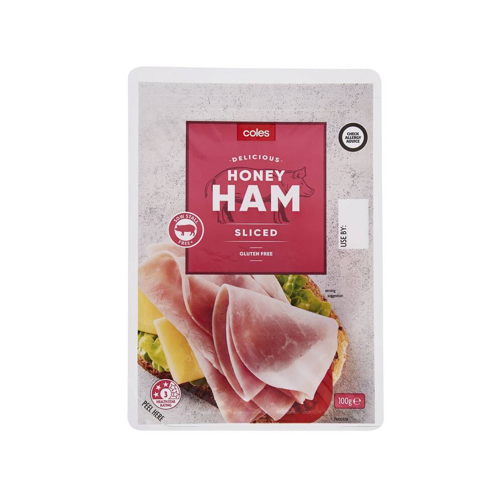 Coles Honey Sliced Ham Sow Stall Free 100g