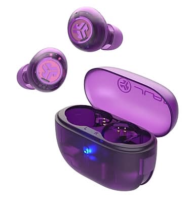 JLab GO POP ANC True Wireless Earbuds, Transparent Purple (EBGOANCRTRAPUR124)