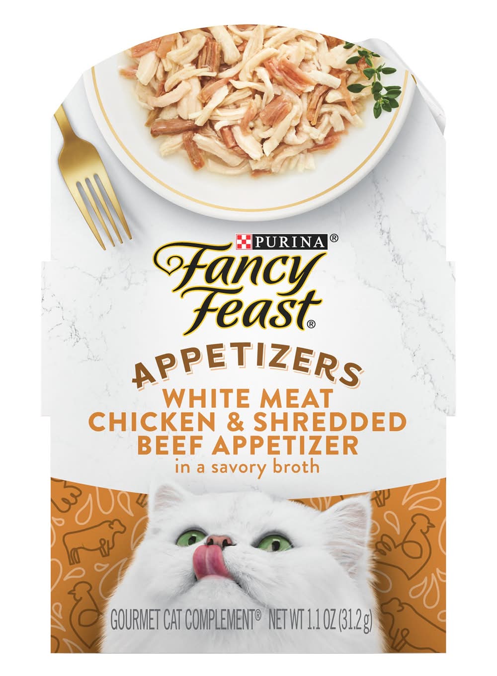 Fancy Feast® Appetizers Adult Cat Wet Food - 1.42 oz., Grain Free, No Animal By-Products (Flavor: Chicken & Beef, Size: 1.1 Oz)