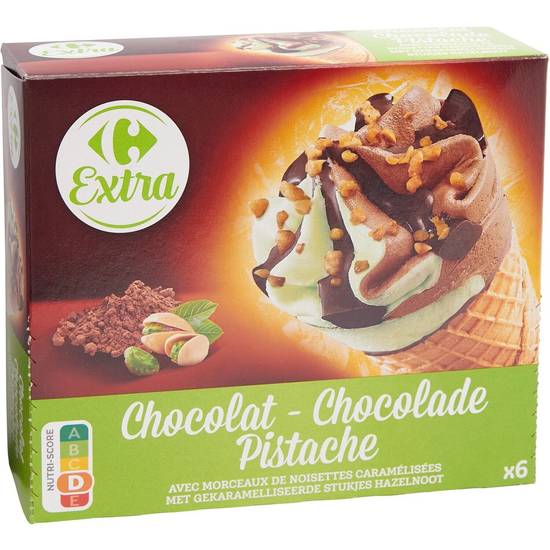 Carrefour Extra - Glaces chocolat pistache (6 pièces)