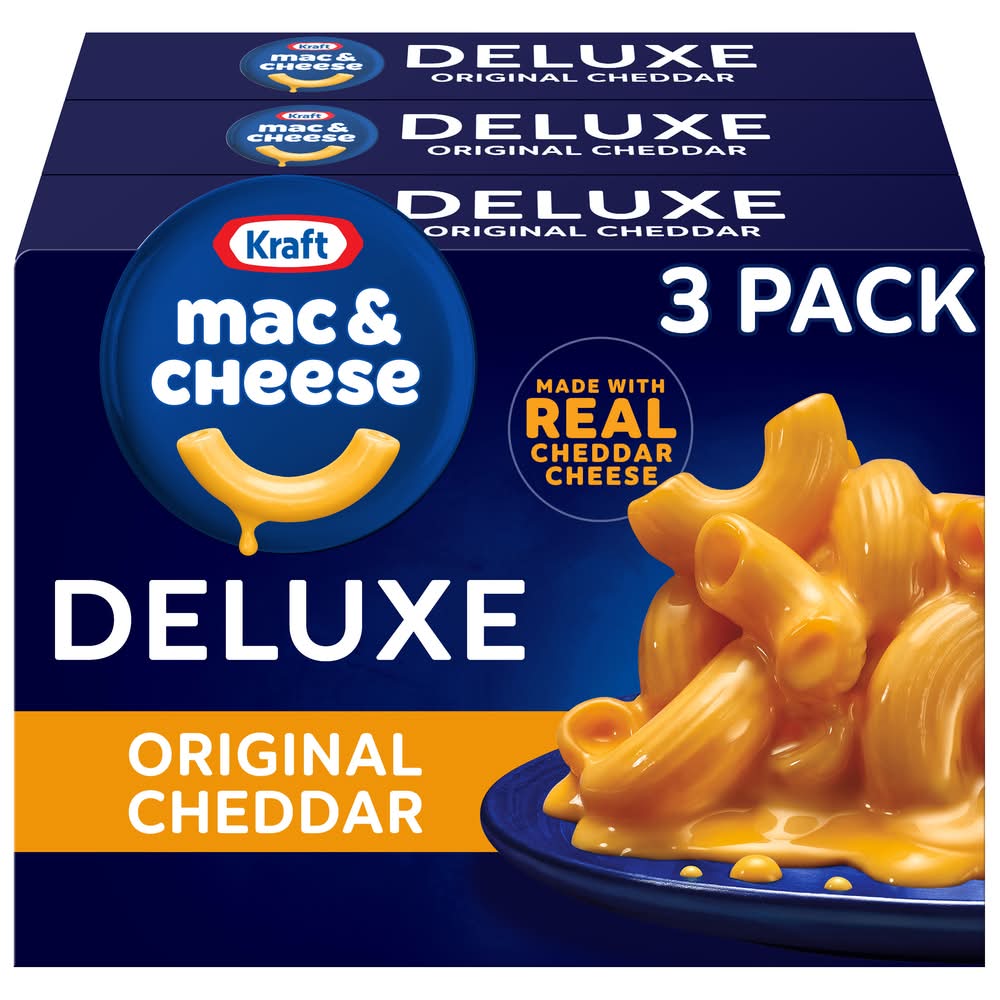 Kraft Deluxe Macaroni & Cheese Dinner With Sauce, Original (3 x 14 oz)