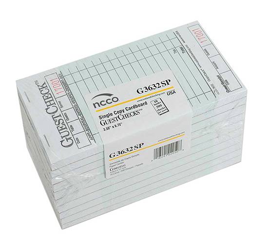 Ncco Single Copy Cardboard Guest Checks G3632Sp 3.50"X6.75" (5 units)