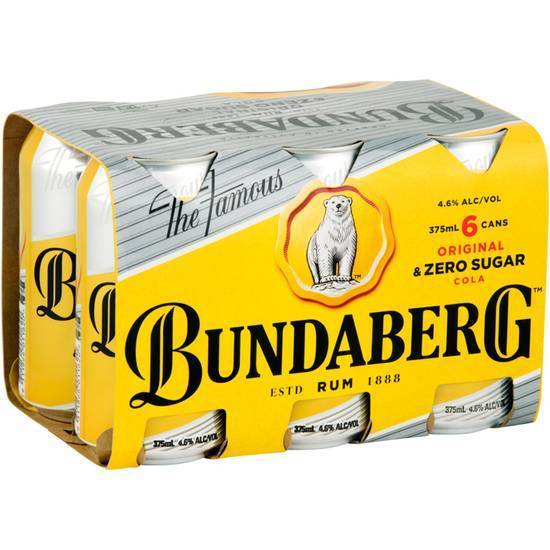 Bundaberg Zero Sugar & Cola Can 6x375mL