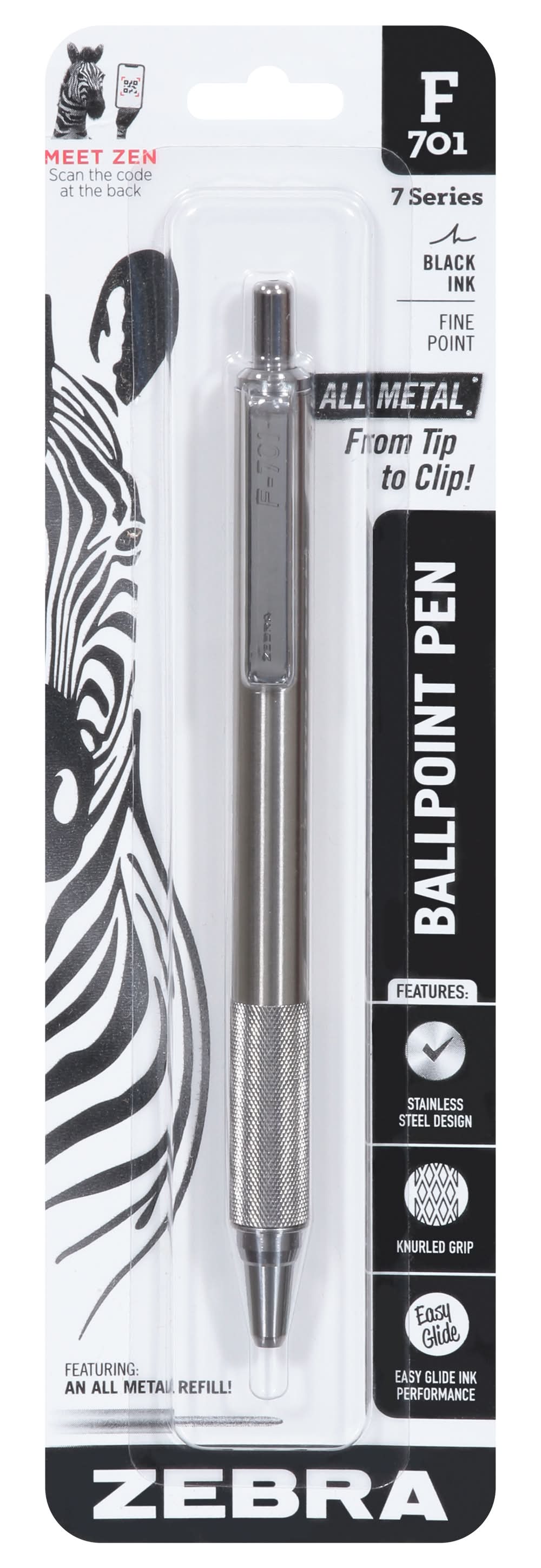 Zebra F-701 Retractable 0.7mm Black Ink Ballpoint Pen (31.8 g)