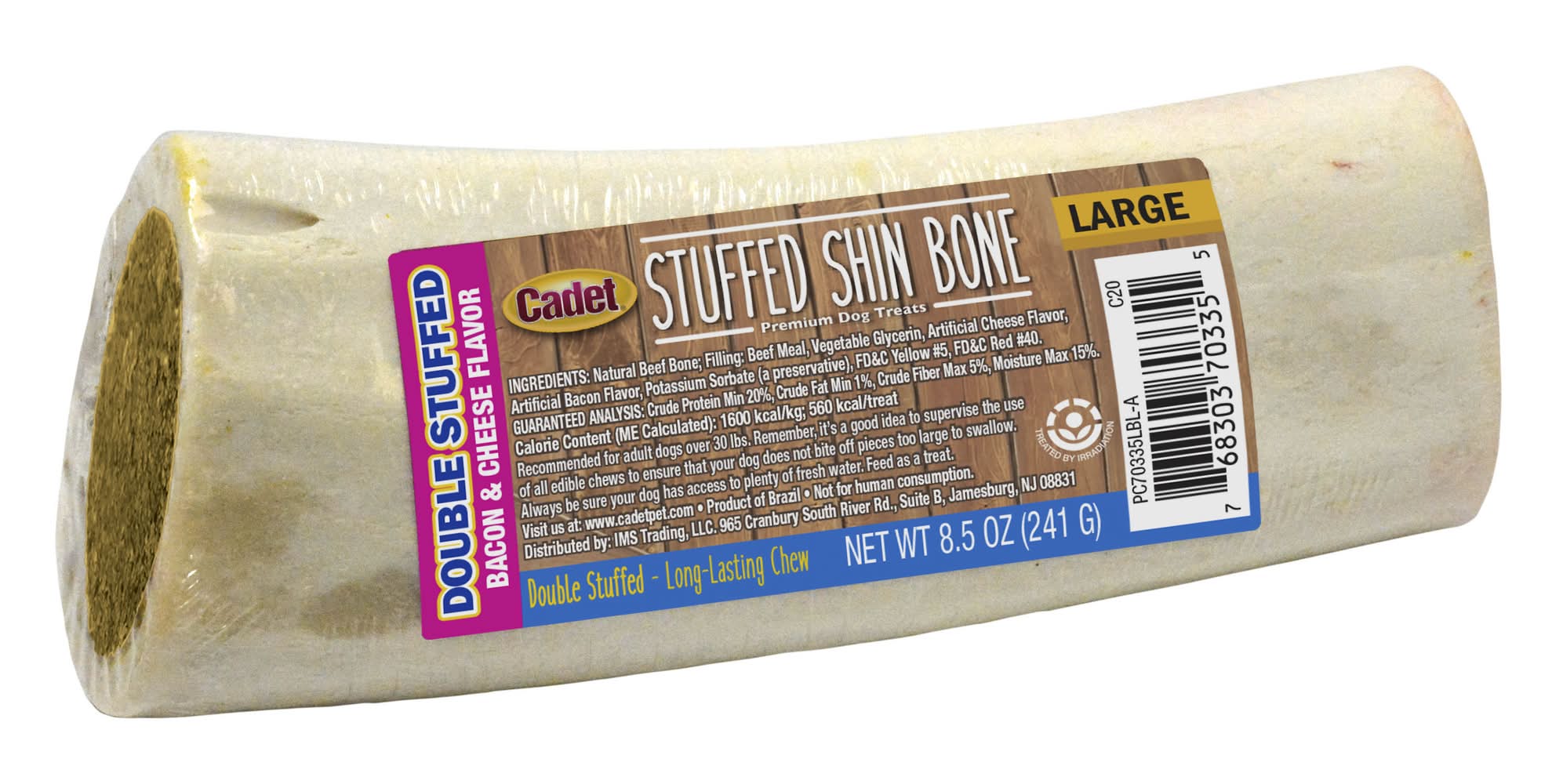 Cadet Double Stuffed Shin Bones For Dogs, Bacon & Cheese (8.5 oz)