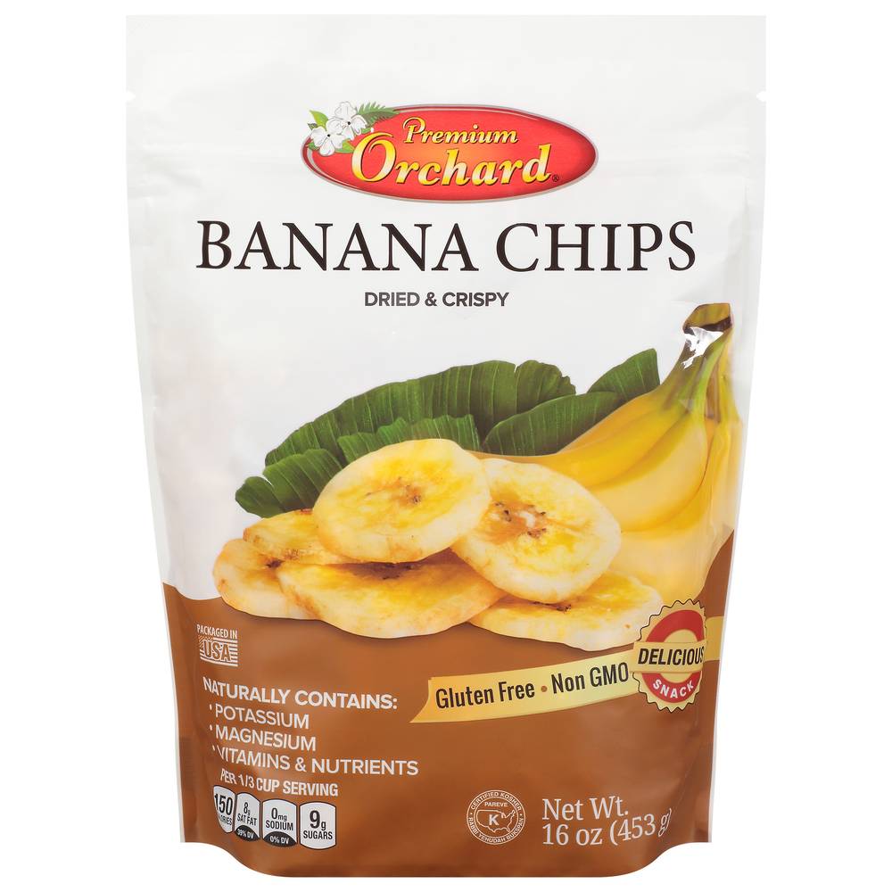 Premium Orchard Dried and Crispy Banana Chips (16 oz)