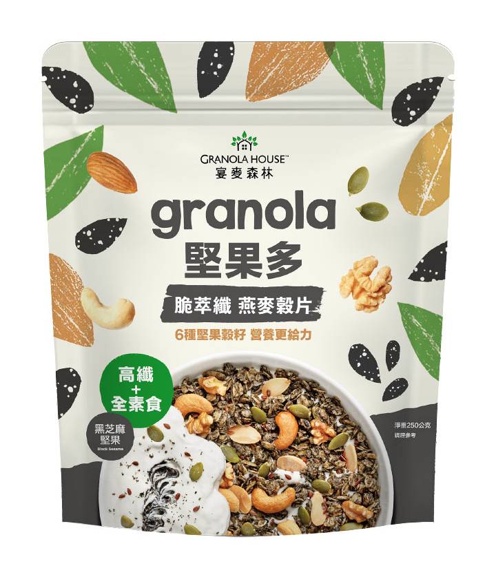 宴麥森林-堅果多 脆萃纖燕麥穀片(黑芝麻堅果)(250g/包)
