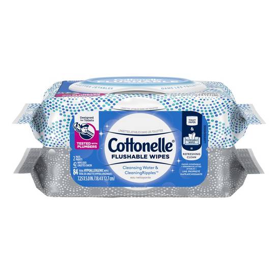 Cottonelle Flushable Cleansing Cloth Refills (42 ct x 2 ct)