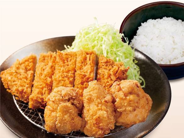 ロースかつ＆本格唐揚げ定食 Pork Loin Cutlet & Japanese AuthenticFriedChicken Set Meal