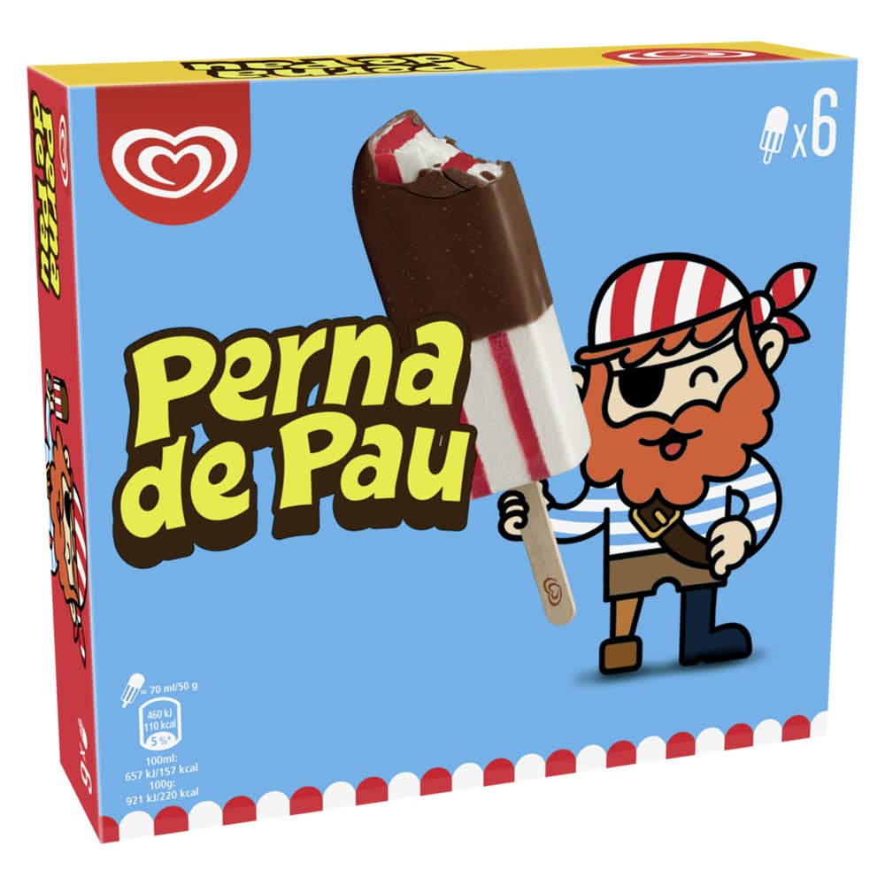 Olá - Gelado perna de pau, embalagem de 6 x 70 ml