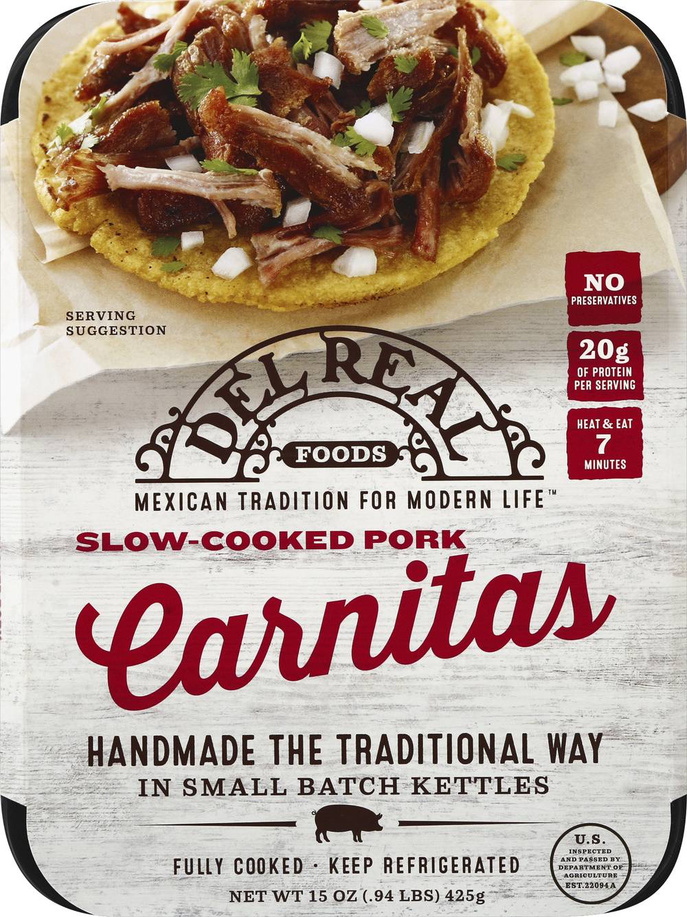 Del Real Foods Slow Cooked Pork Carnitas (15 oz)
