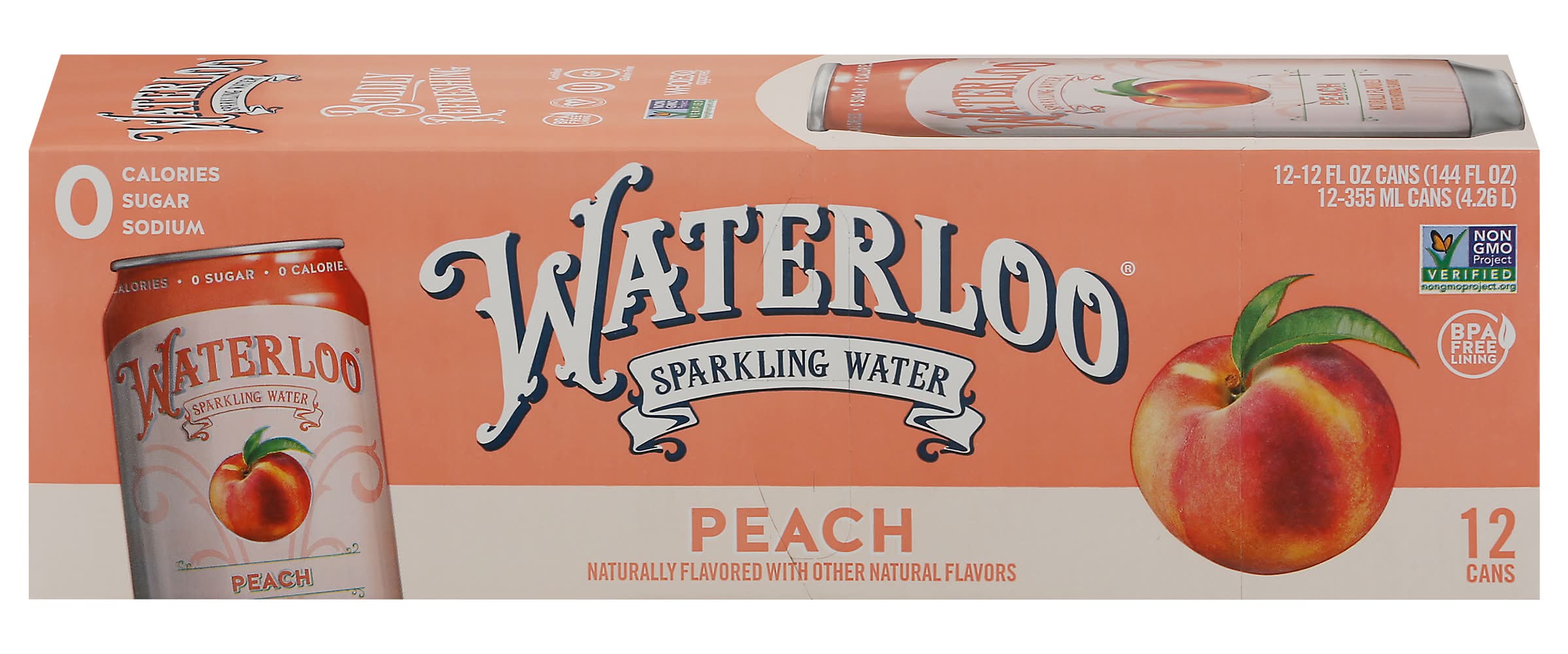Waterloo Sparkling Water, Peach (12 x 12 fl oz)
