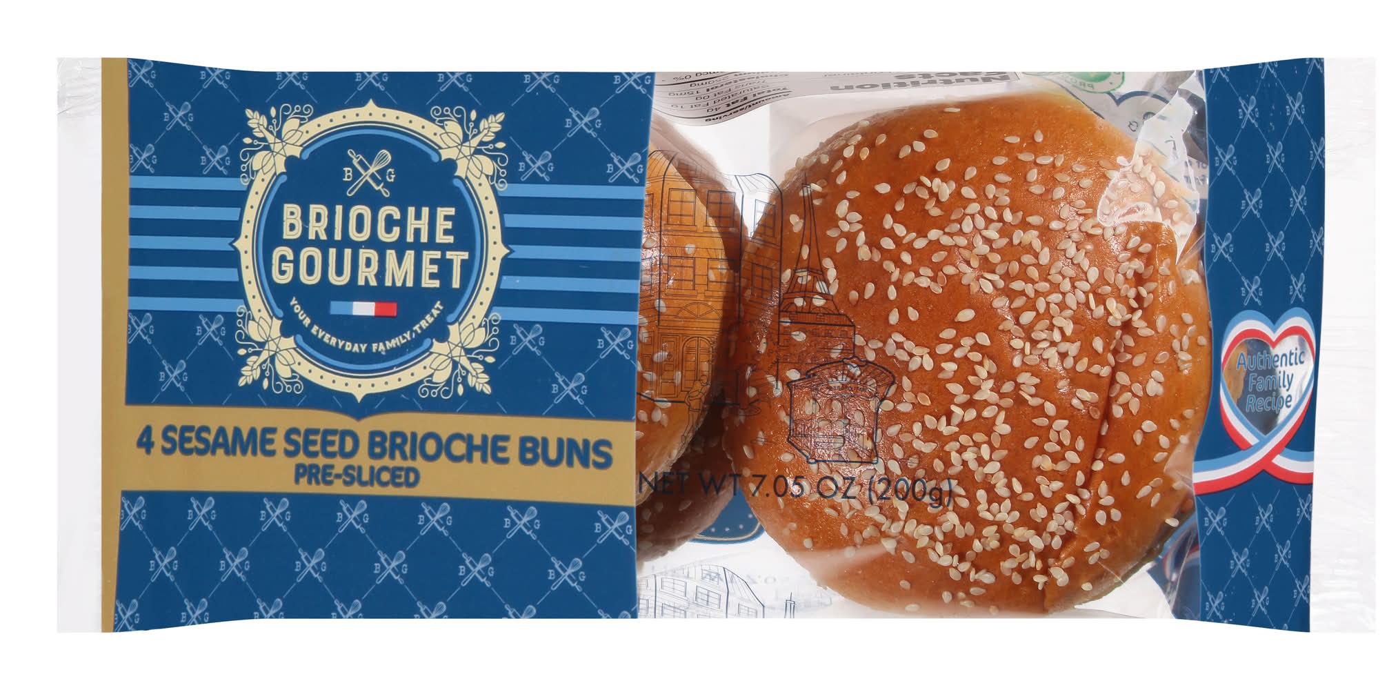 Brioche Gourmet Sliced Sesame Seed Brioche Buns (4 ct)