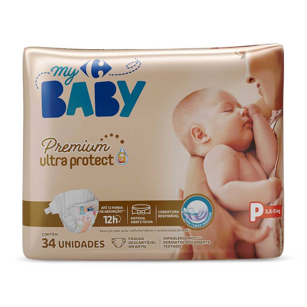 Fralda descartável my baby p (34 unidades)