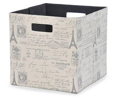 Stratford Paris Script Fabric Bin, 13 inch