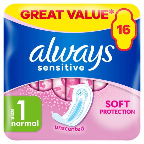 Always Sensitive Normal Ultra (Size 1) Sanitary Towels 16 Pads