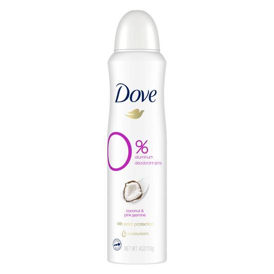Dove Aluminum Free 48-Hour Deodorant Spray, Coconut & Pink Jasmine, 4 OZ