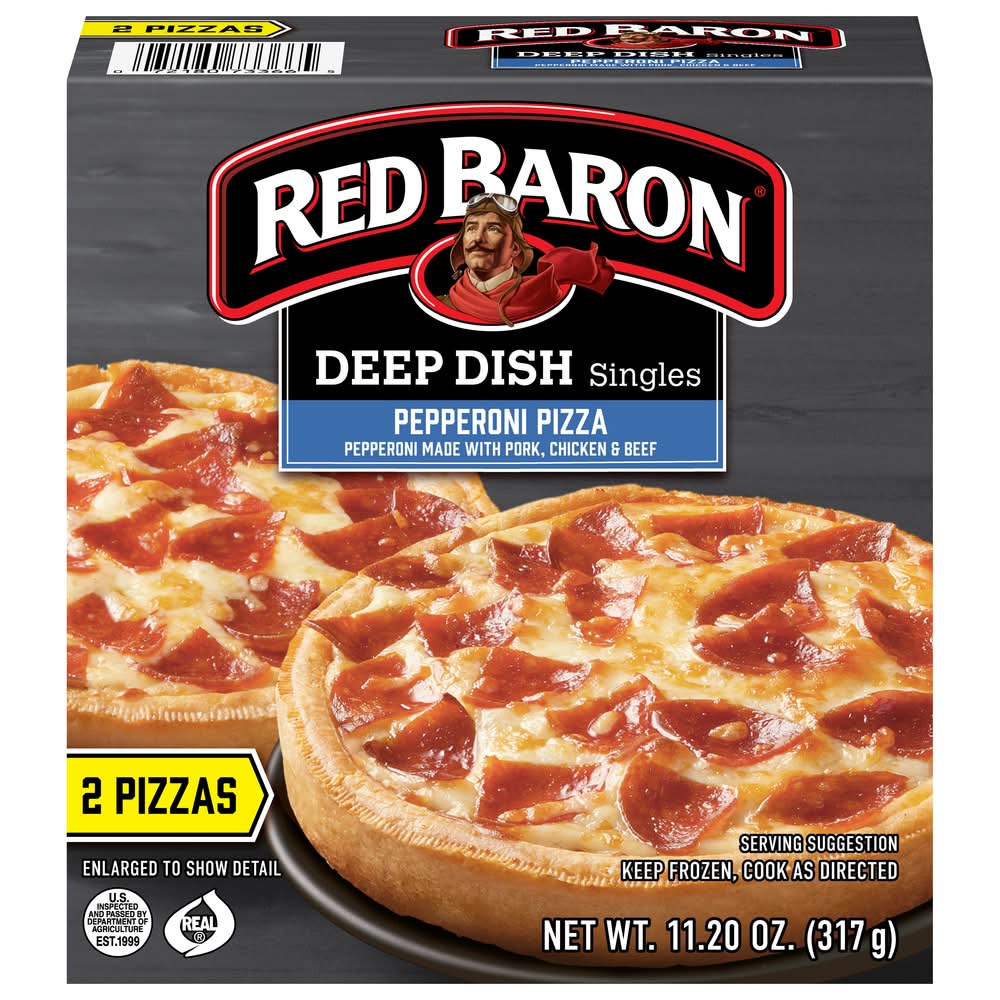 Red Baron Deep Dish Singles Pepperoni Pizza, Pepperoni (11.2 oz, 2 ct)