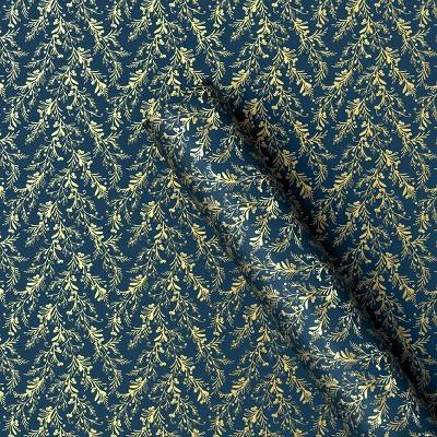 25 sq ft Greenery Christmas Gift Wrap Navy - Wondershop™