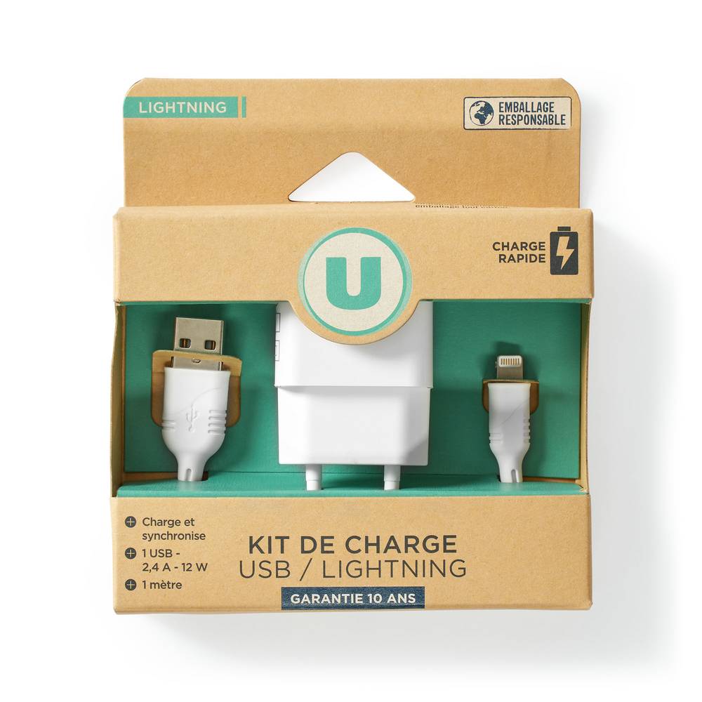 Les Produits U - Kit de charge usb et lightning