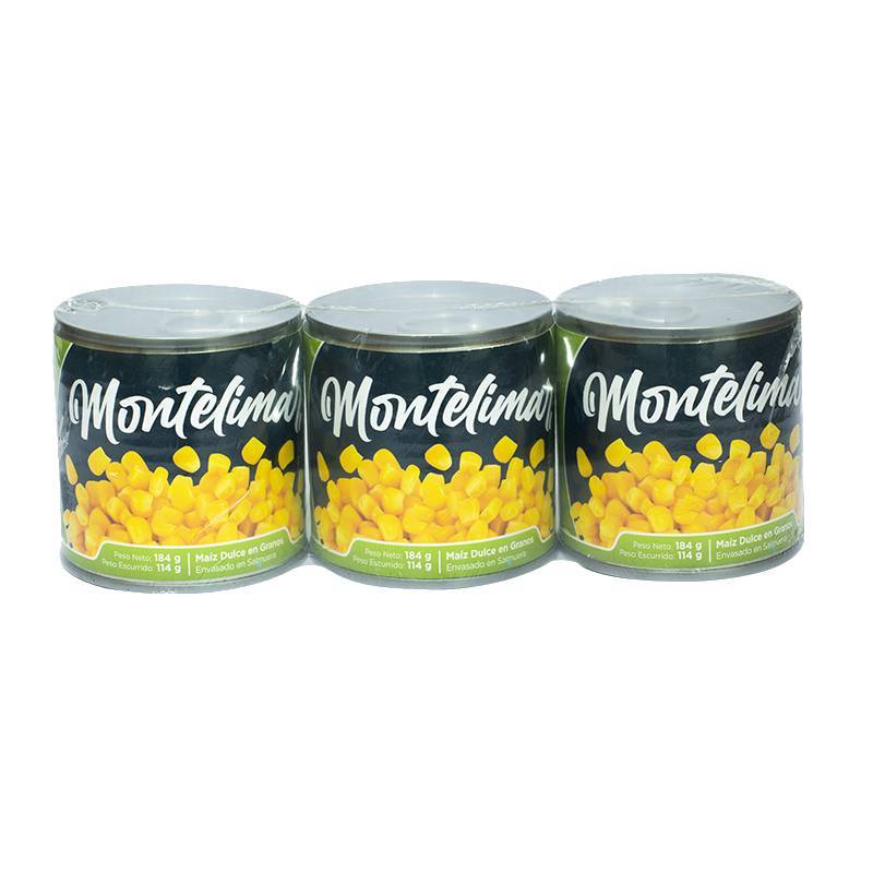 Montelimar pack maíz dulce (3 unid x 184 g c/u)