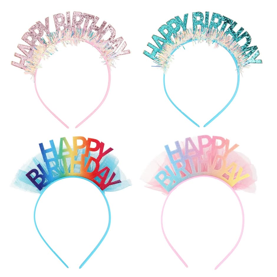 Happy Birthday Headbands, Unisex, 9.45 in (4 ct)