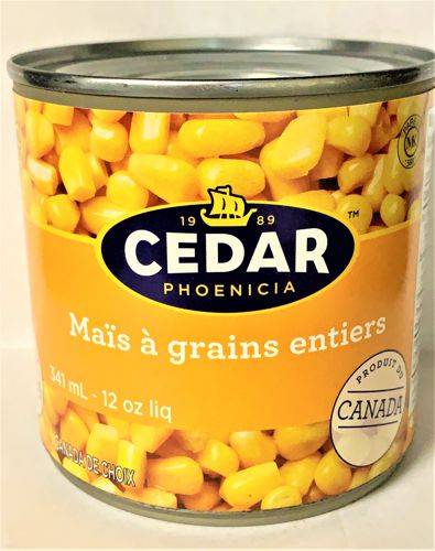 Cedar · Whole grain corn - Mais a grains entier
