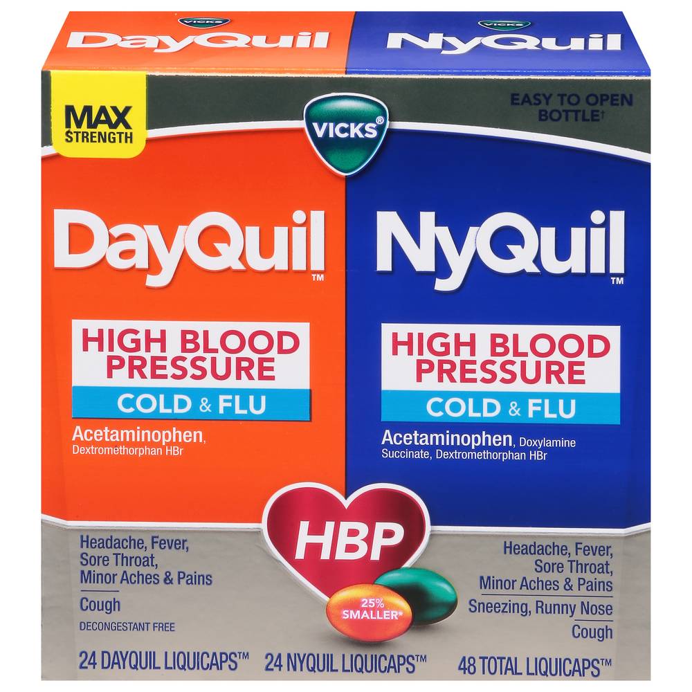 Vicks High Blood Pressure Dayquil/Nyquil Max Strength Cold & Flu (48 ct)